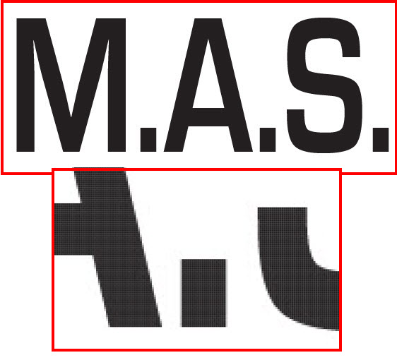 MAS Screenprinting, rastor image at normal and 800 percent zoom